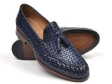 Paul Parkman Woven Leather Tassel Loafers Navy Shoes (ID#WVN44-NAVY) Size 11.5 D(M) US