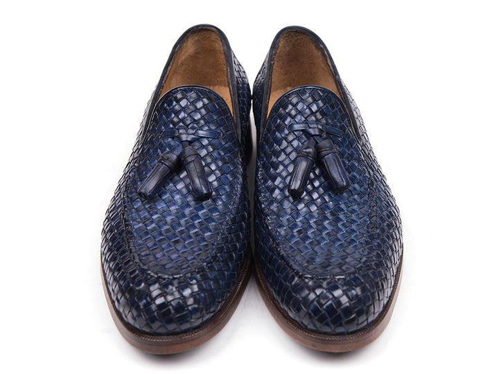 Paul Parkman Woven Leather Tassel Loafers Navy Shoes (ID#WVN44-NAVY) Size 6 D(M) US