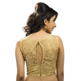 Designer Indian Traditional Gold Fancy Net Padded  Sleeveless Saree Blouse Choli (X-269Ns)