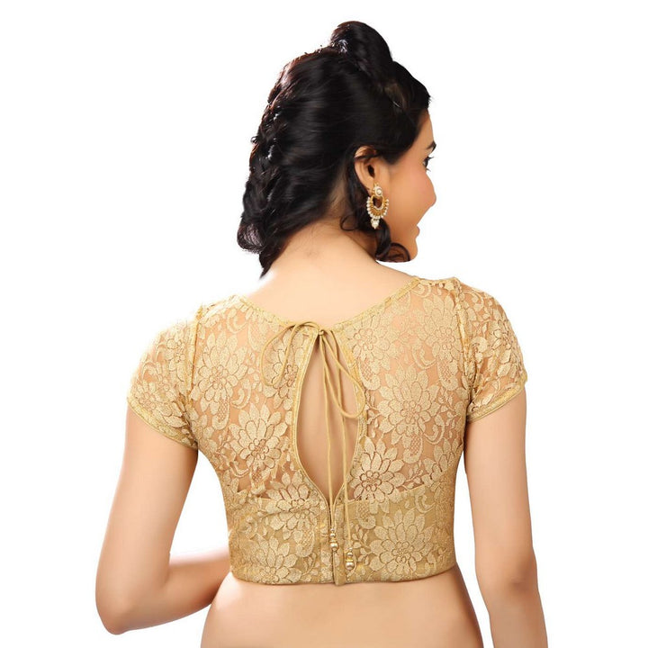 Fancy Gold Net Fabric Party-wear Saree Blouse�Sari Choli - X-269-SL